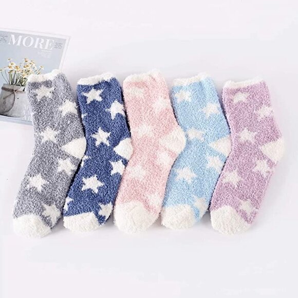 5 Pairs Luxury Soft Fluffy Fuzzy Socks Warm Winter Fall Thick Cozy Sleep NWT - Picture 1 of 9